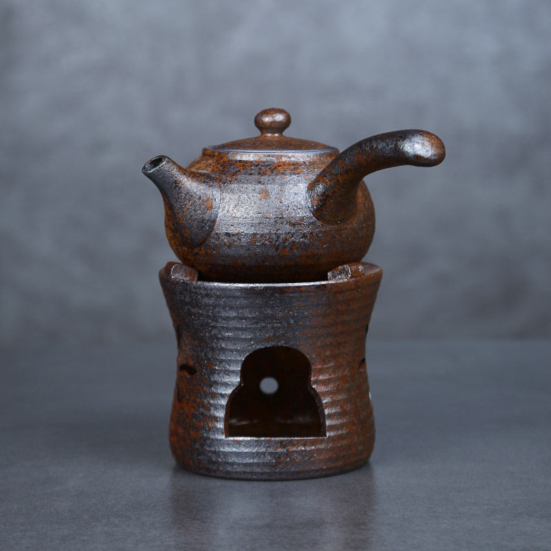 粗陶温茶器套装家用陶瓷酒精灯干烧台禅意明火煮茶炉茶道茶具配件