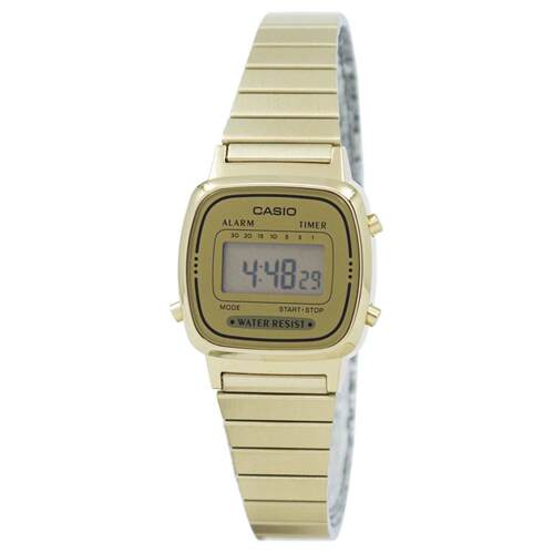 CASIO卡西欧数字的不锈钢闹钟Timer LA670WGA 9DF女士女士手表