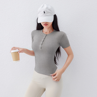 九麦一品亨特杉训练运动短袖女夏季修身瑜伽服上衣透气健身服t恤