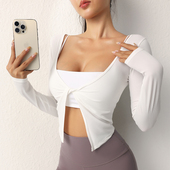 罩衫 跑步上衣春秋新款 性感运动长袖 九麦一品高级感防晒瑜伽服修身