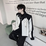 设计感个性重工艺黑白拼接撞色夹克垫肩外套男高级感潮H1979P135，男装夹克，电商A254