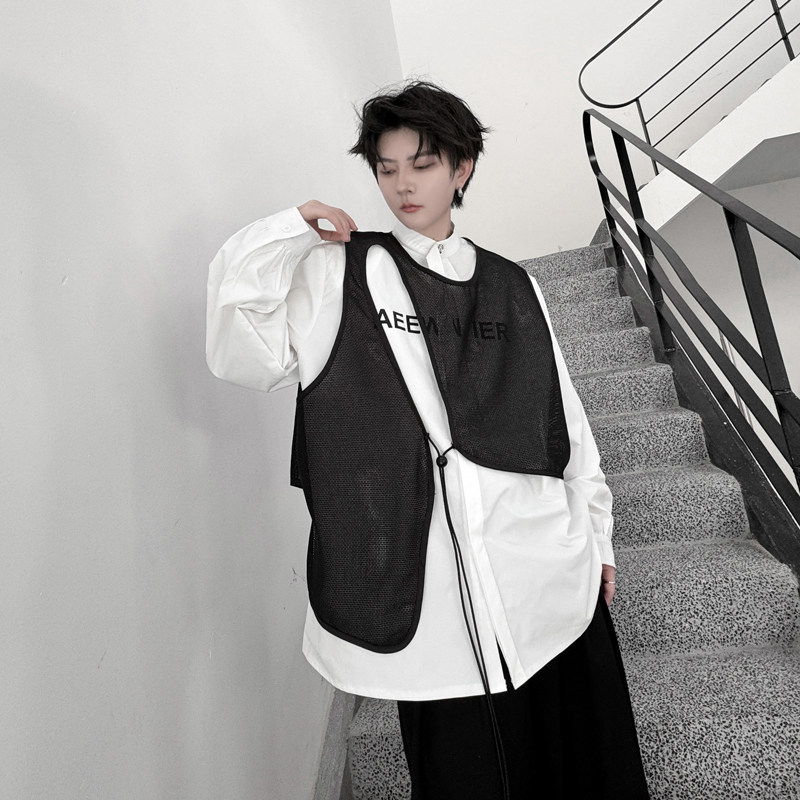 高级感不对称马甲前短后长不规则小众发型师马夹潮H2191P75,男装背心/马甲,星座1114（原A254）
