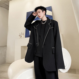 ins网红高级感拉链装饰西装外套男韩版设计师款西服潮H1721P130，男装西服，星座1114（原A254）