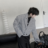 高级感小香风千鸟格短款西装外套韩版网红西服上衣潮H2008P125，男装西服，星座1114（原A254）