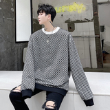 ins小香风禁欲系圆领长袖黑白撞色宽松卫衣小众个性潮H1313P68，男装卫衣，星座1114（原A254）