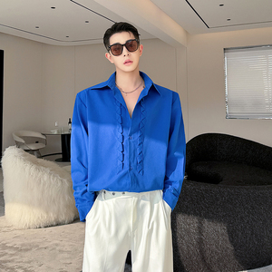 小香风高级感解构设计款长袖衬衫男装禁欲系衬衣韩版潮 H2083 P75图片