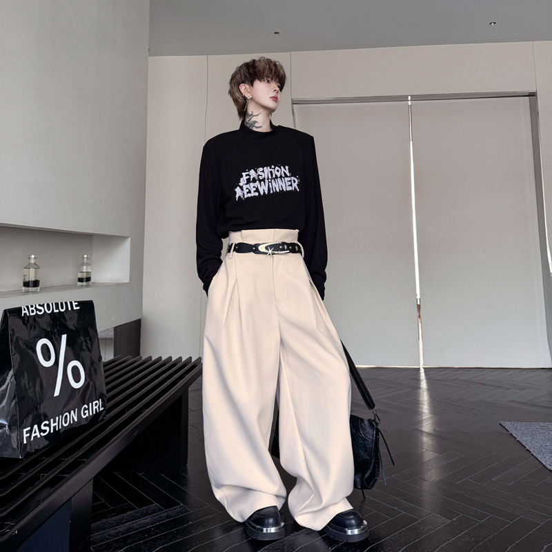 设计感西裤廓形立体褶皱阔腿裤休闲弯刀裤直筒长裤男女H2269P90，男装休闲裤，星座1114（原A254）
