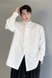 设计感小众立领花边衬衫男长袖高级感发型师打底衬衣潮H1576P75，男装T恤，星座1114（原A254）
