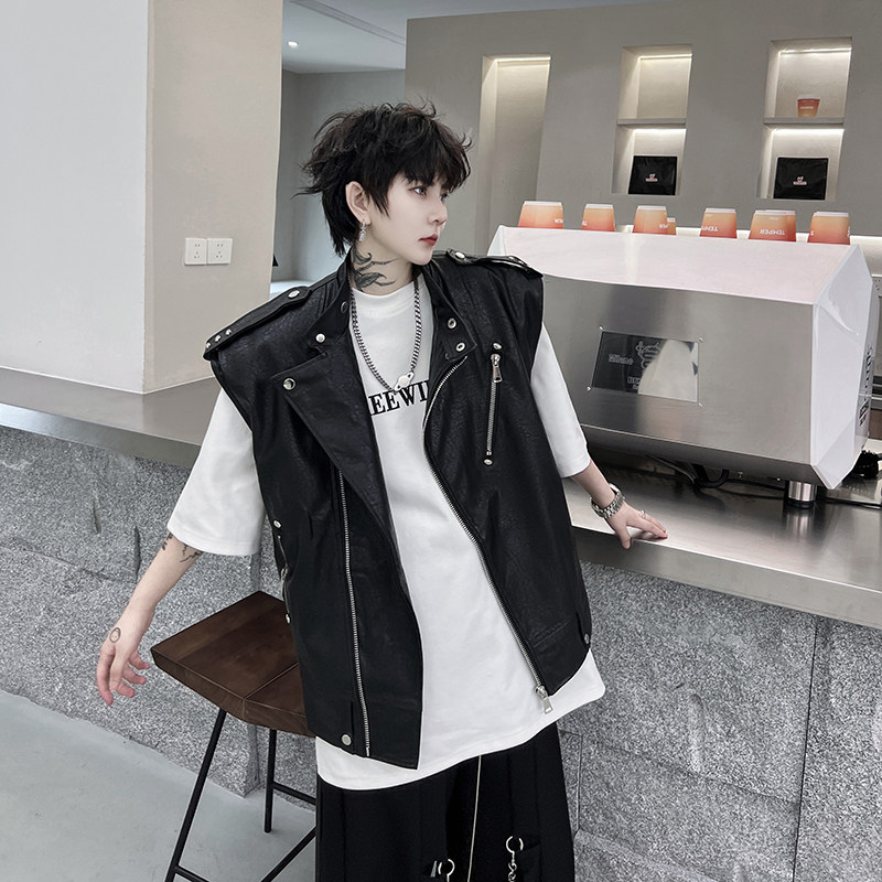 小众复古马甲男PU皮皮衣设计感机车小马夹外穿外套潮H1558P125,男装背心/马甲,星座1114（原A254）