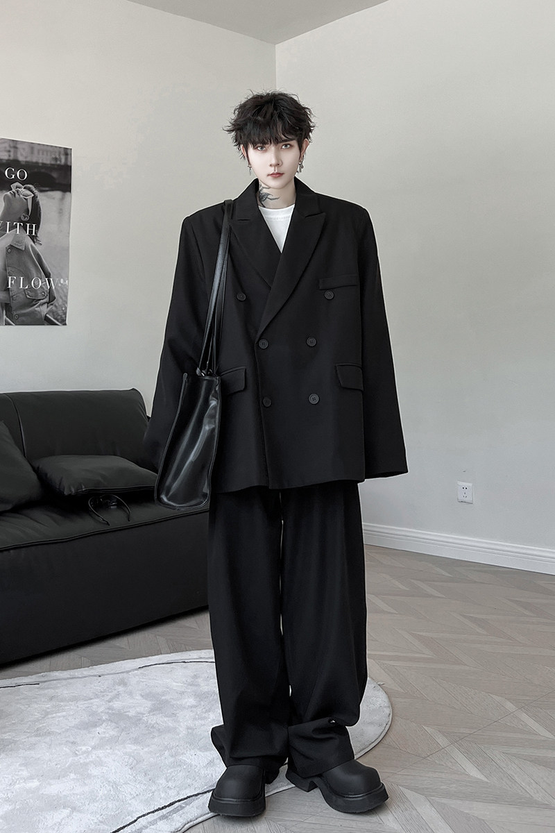 ins小众设计感复古红色西服套装高级感西装一套男长裤H1975P195,男装西服套装,星座1114（原A254）