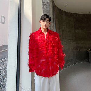 高级感解构设计猫眼毛须须厚工艺衬衫男个性衬衣韩版潮 H1879 P75,男装衬衫,电商A254