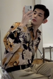 【2024春夏】春季骚气花美男衬衣个性印花小众衬衫H1103P65，男装衬衫，星座1114（原A254）
