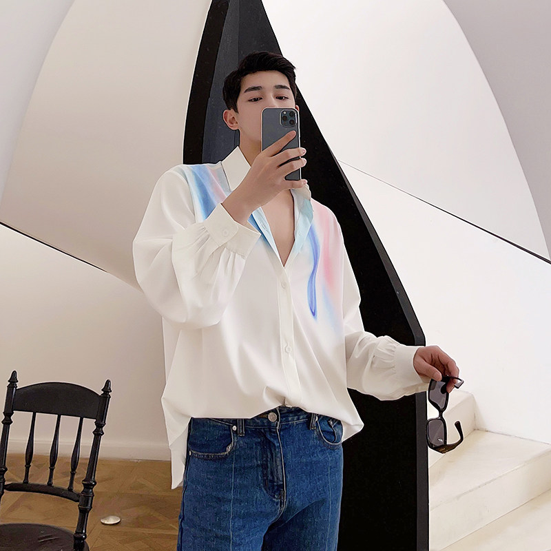 21网红款夏季长袖防晒衬衫渲染彩虹帅气衬衣H1186P65，男装防晒衣，星座1114（原A254）