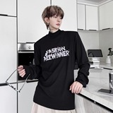 春秋小高领字母印花长袖T恤男女装打底衫韩版潮牌H2271P65，男装T恤，星座1114（原A254）