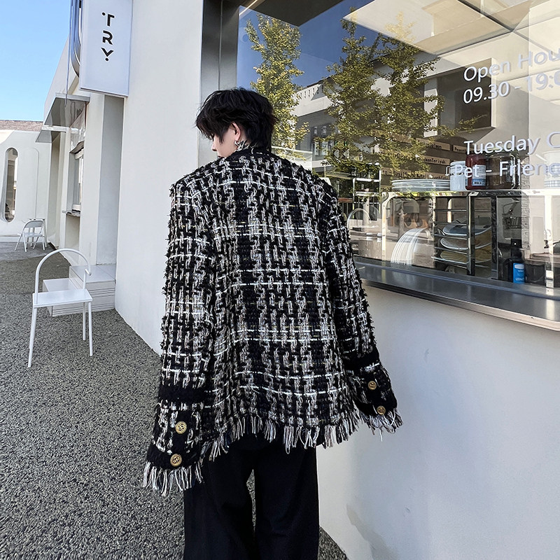 高级感重工黑金编织流苏粗花呢夹克上衣潮小香风外套男H2061P135,男装夹克,星座1114（原A254）