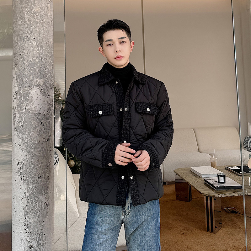 小香风网红韩版菱形格棉服新款冬季气质翻领棉衣外套潮H2077P135,男装棉衣,星座1114（原A254）