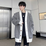 韩版条纹外套男慵懒风宽松粗线复古开衫卫衣潮流上衣H1316P95，男装卫衣，星座1114（原A254）
