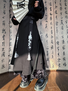 纯色潮字母数字刺绣九分裤休闲裤帅气中国风秋季百褶男士春秋情侣图片