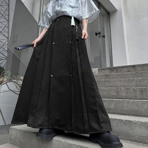风新中式黑色汉服提花马面裙复古设计感长裙子潮 H8010 P100图片