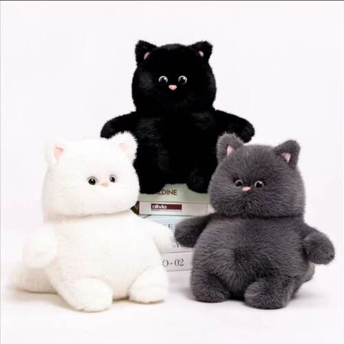 可爱喵它崽猫咪玩偶肥猫公仔白猫灰黑猫娃娃毛绒玩具儿童生日礼物