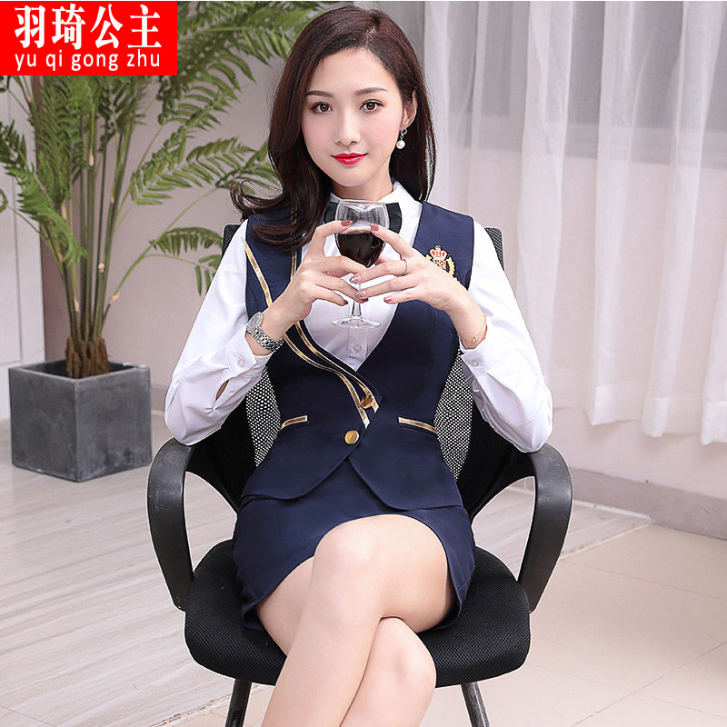 气质秋长袖ktv服务员工作服dj工作服酒吧工作服夜场空姐制服套裙