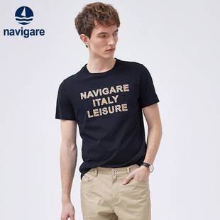 纯色圆领上衣 新款 T恤男纯棉2023夏季 Navigare意大利小帆船短袖