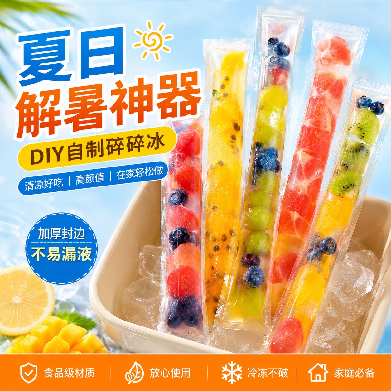 一次性食品级加厚棒冰袋10个装