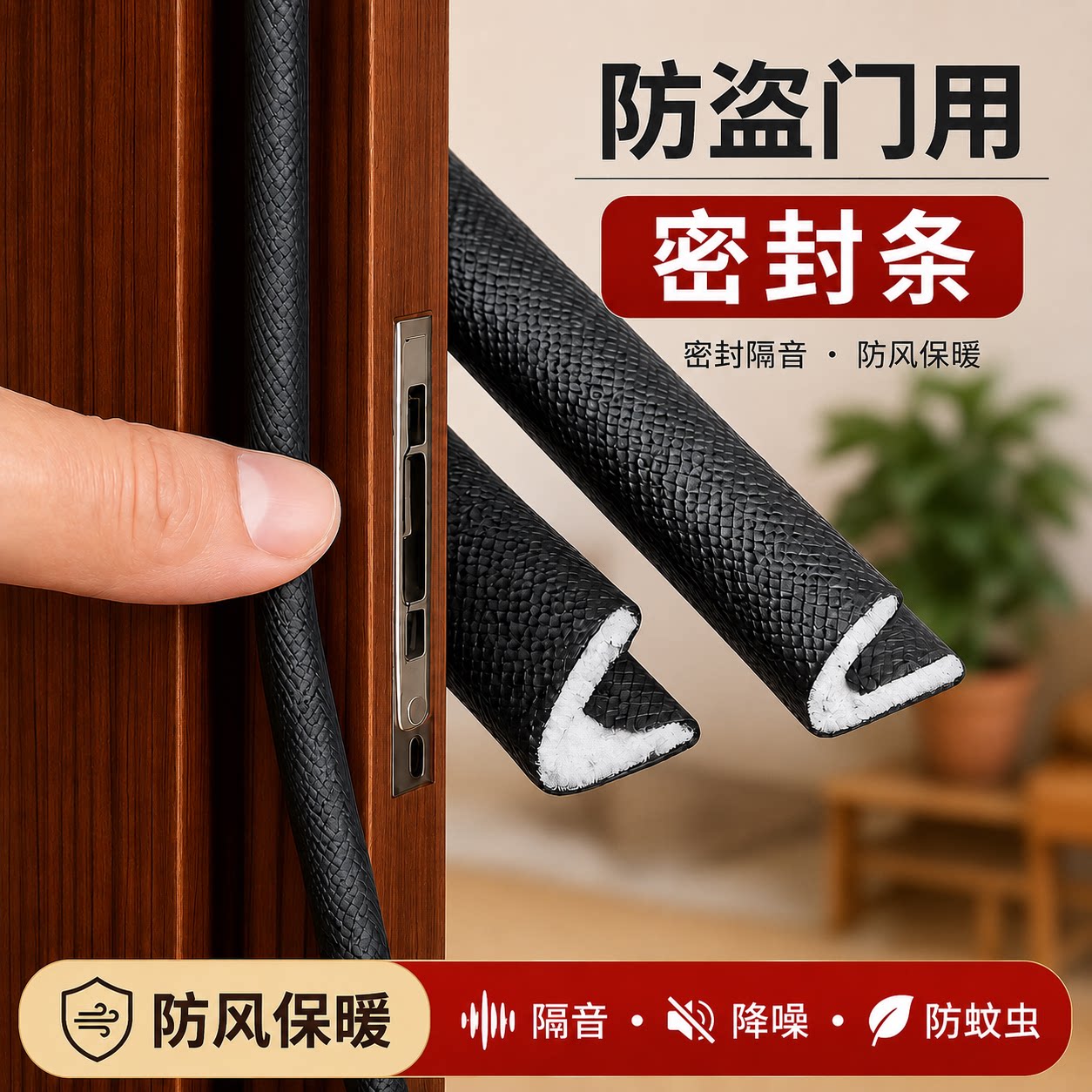 门缝V型自粘密封条隔音防风保暖