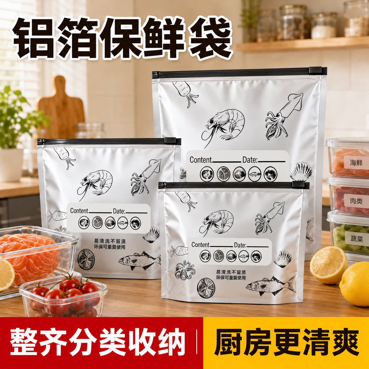 铝箔食品级加厚自封冷冻保鲜袋