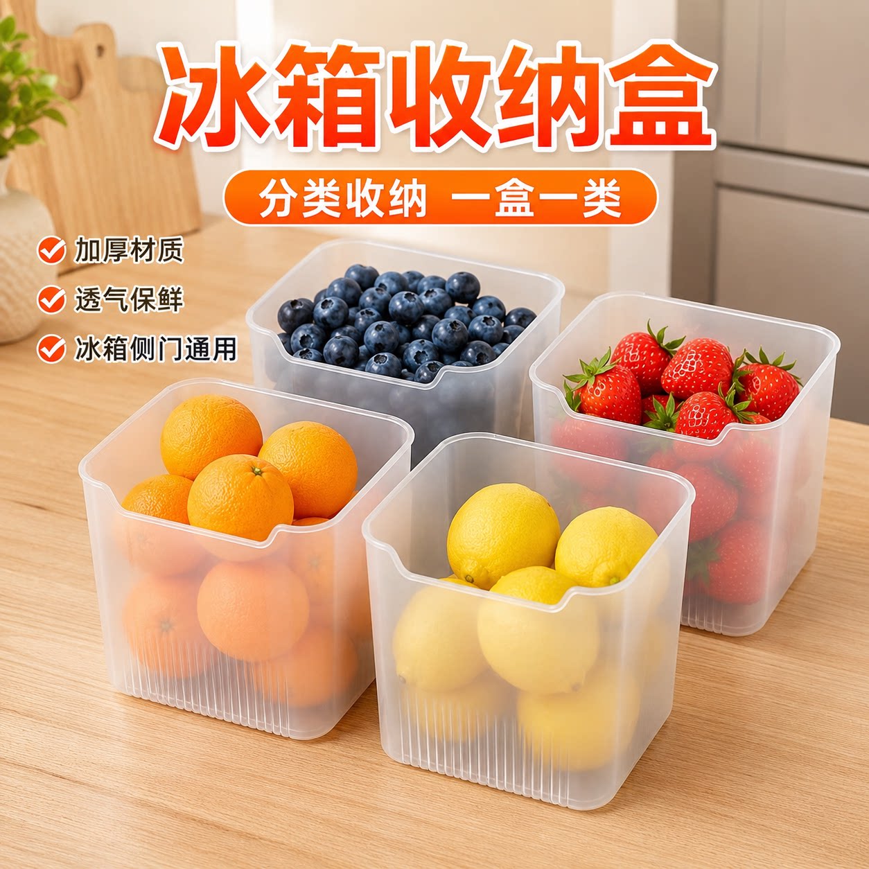 冰箱侧门食品级保鲜收纳盒
