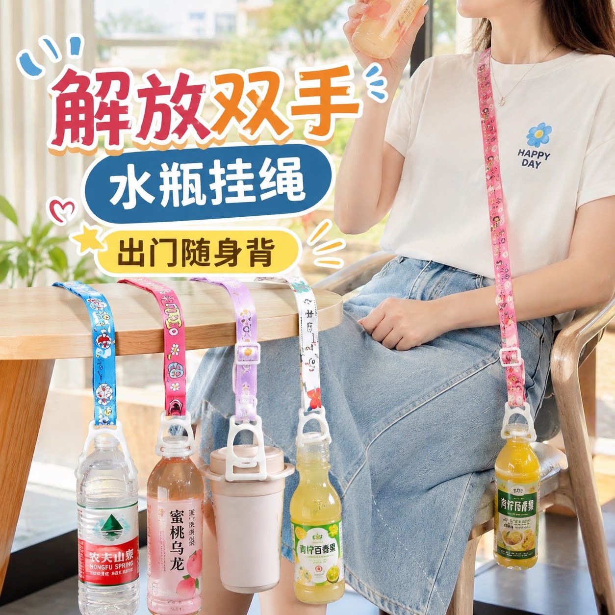 出门背水神器通用可调便携挂绳