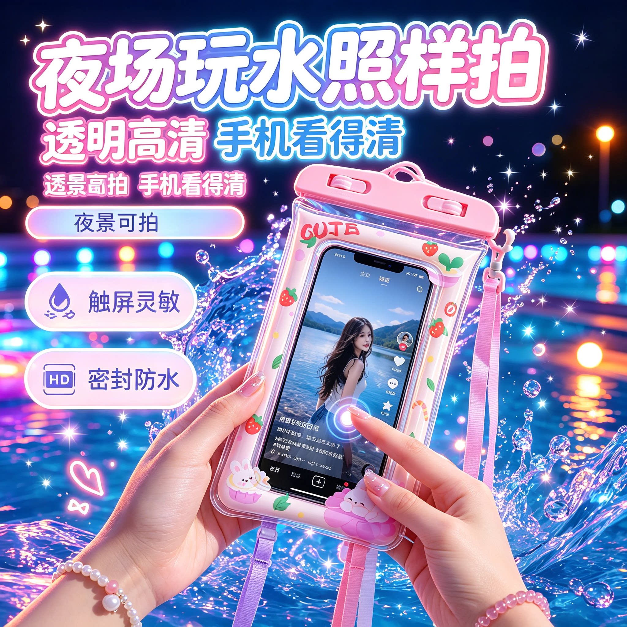 气囊触屏游泳手机防水袋