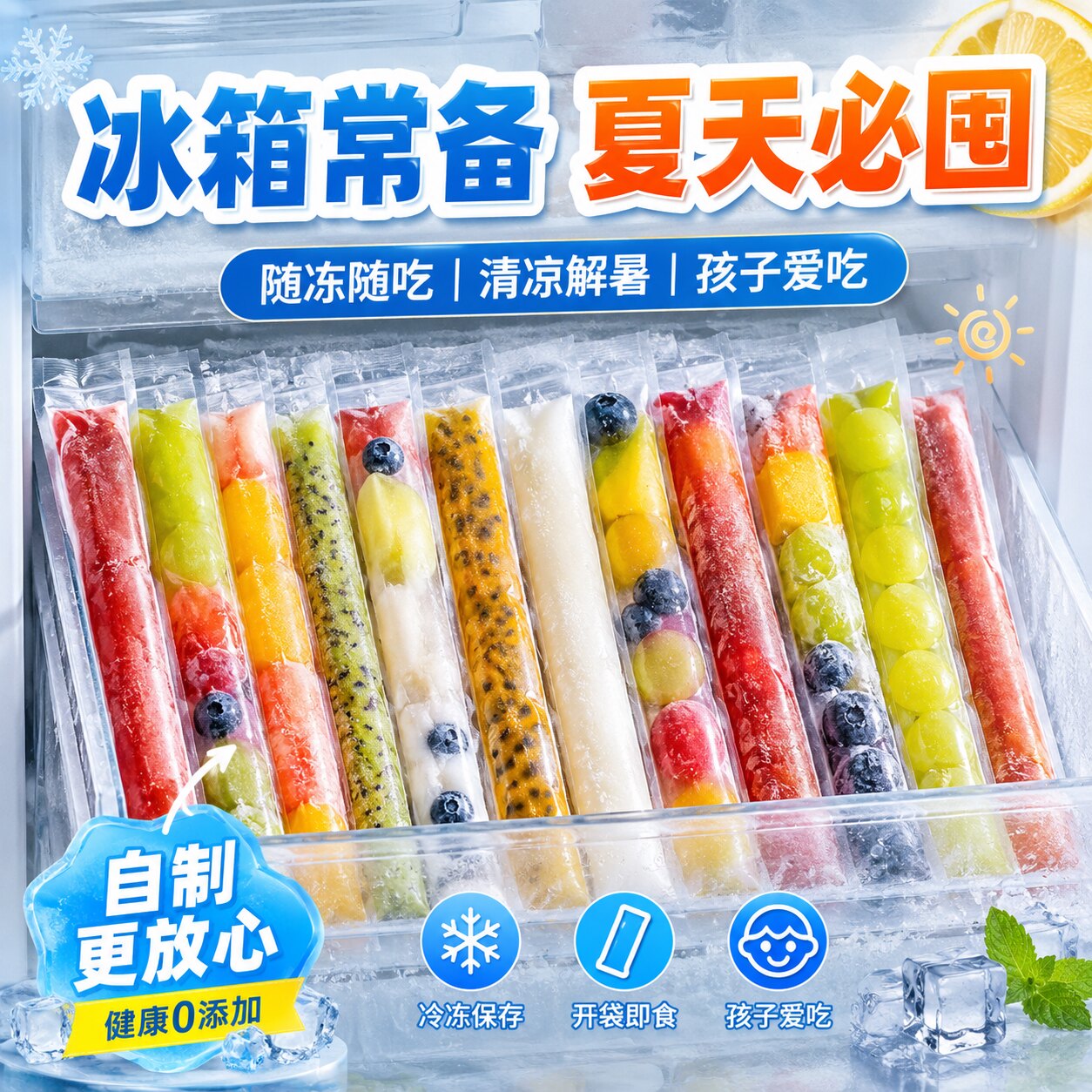 DIY自制碎碎冰冰棒袋食品级加厚一次性棒冰包装快速脱模保鲜袋