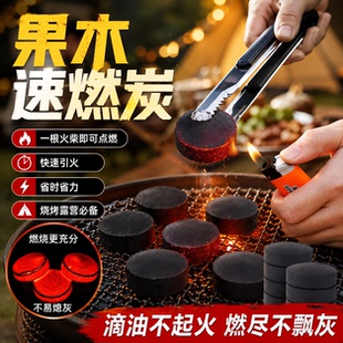速燃炭烧烤碳木炭无烟碳果木炭家用室内烤火户外煤球围炉煮茶炉子