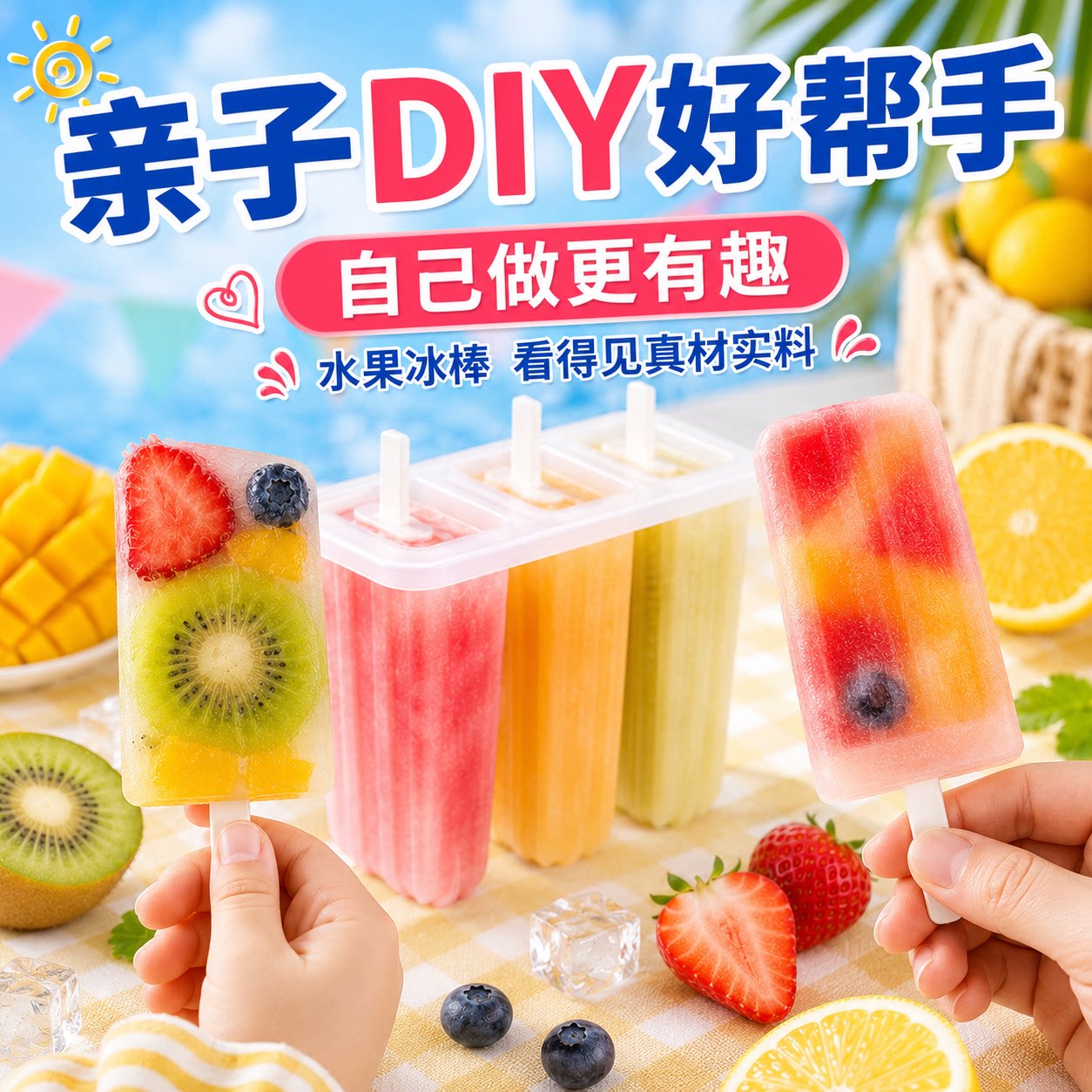 自制老冰棍奶酪棒模具含盖4棒