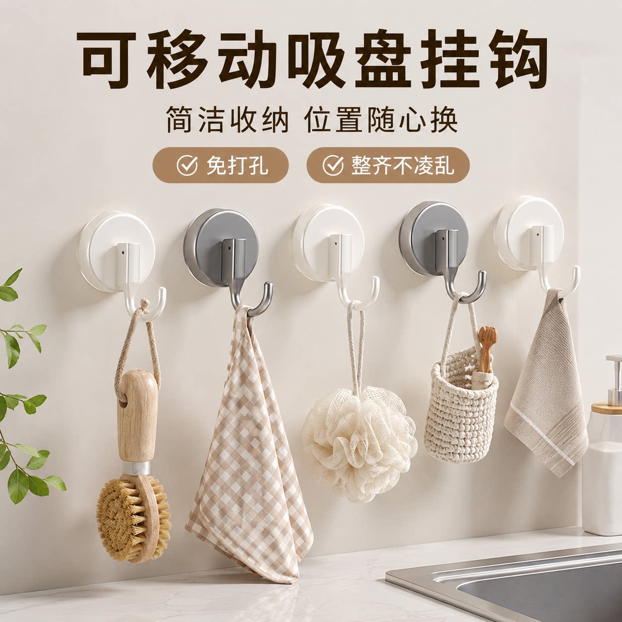 吸盘免打孔强力承重挂钩