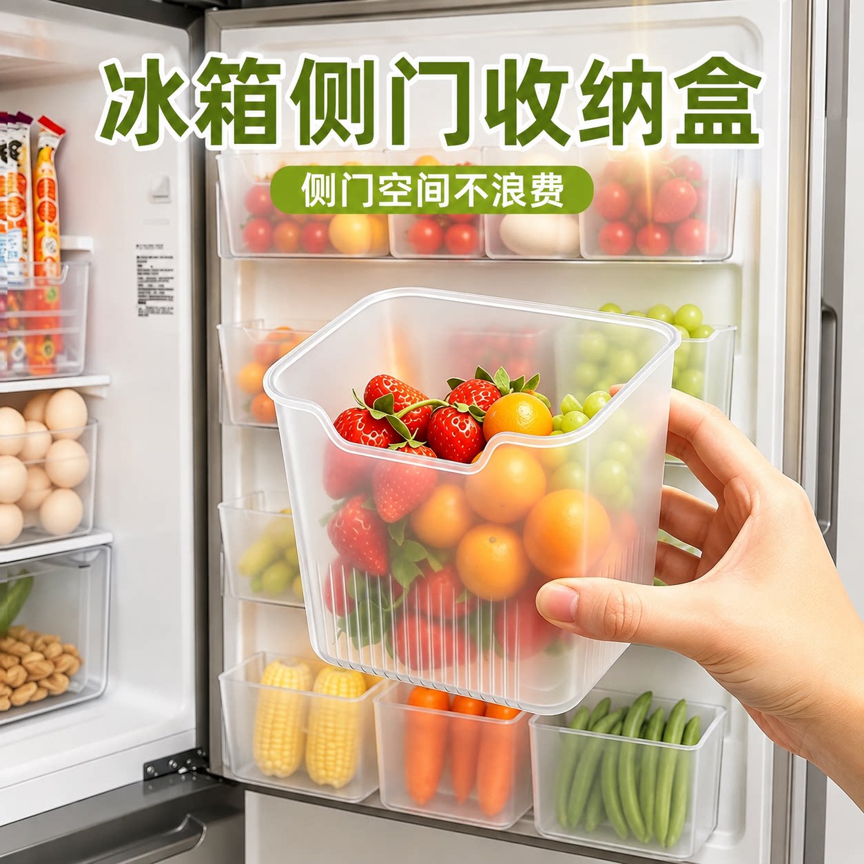 冰箱侧门食品级保鲜收纳盒