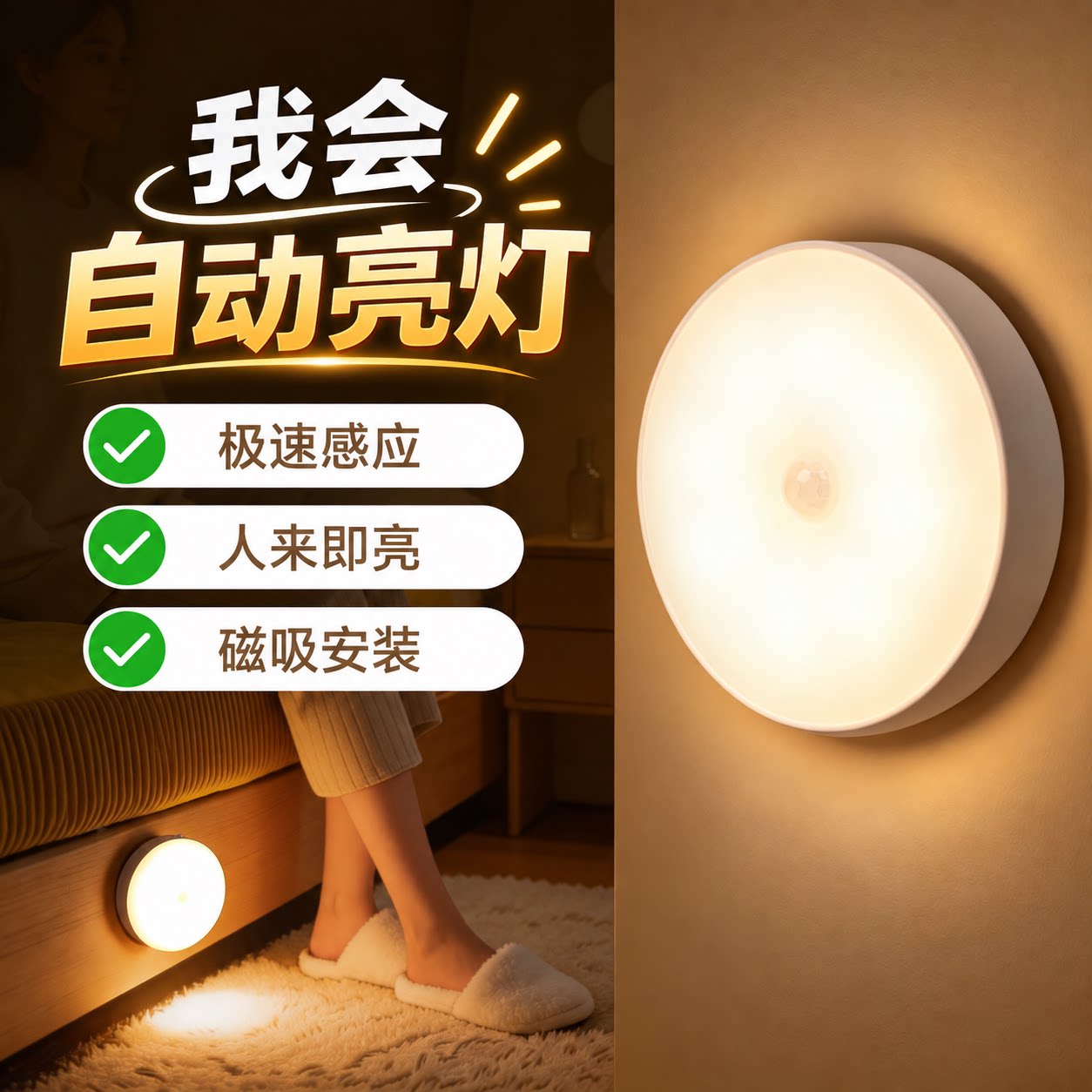 长续航人体感应充电小夜灯