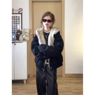 夹克棉衣加绒加厚冬季 座山雕工装 棉袄外套 棉服女2025新款 国潮美式