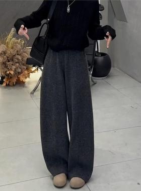 韩系慵懒风时尚休闲裤女2025年秋冬新款加绒高腰显瘦阔腿裤