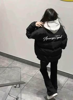 黑色羽绒棉服少女大童冬季2025新款初中高中学生加厚保暖棉衣外套