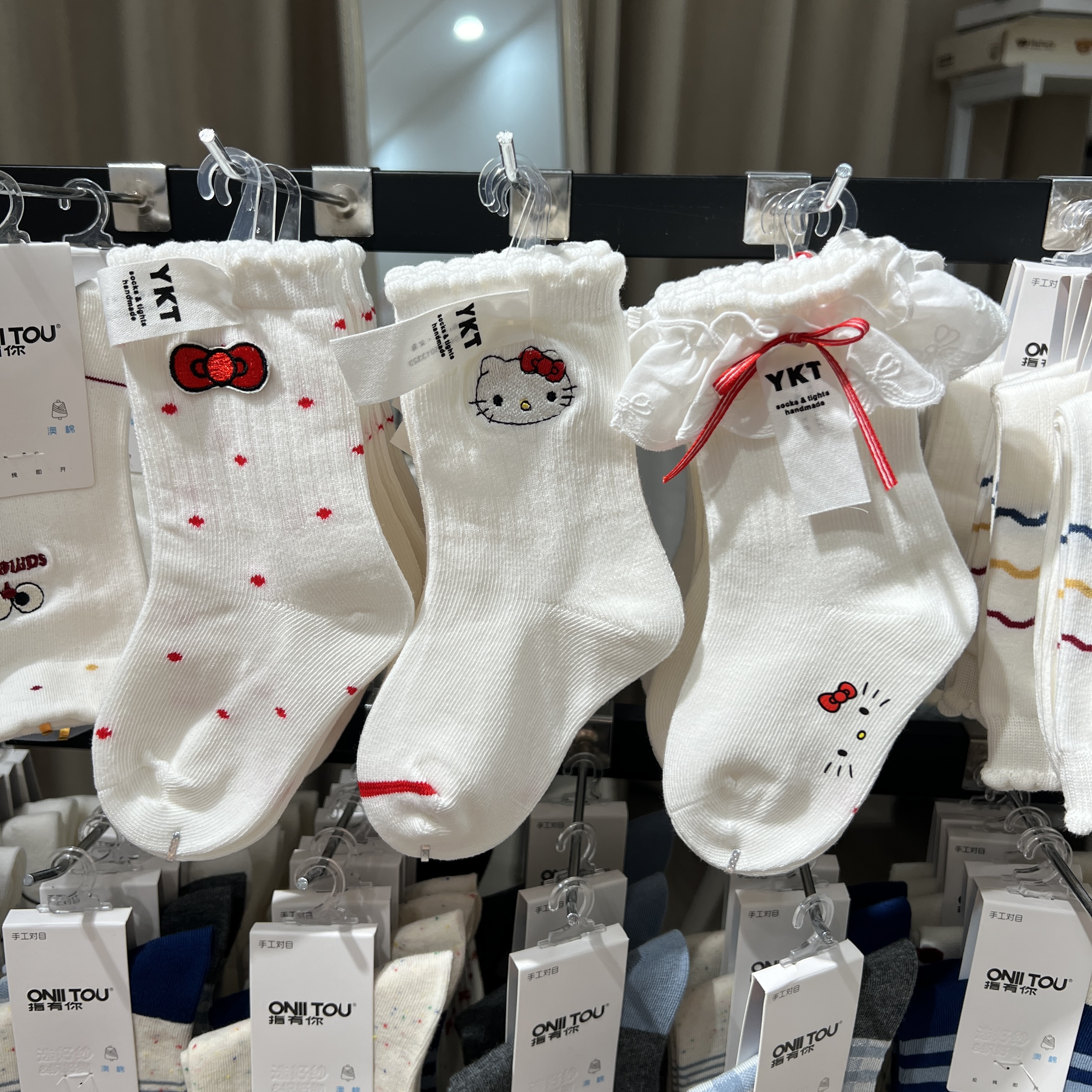 伊卡兔儿童袜子秋冬新款无骨中筒袜蝴蝶结男女童全棉袜玉桂狗潮袜