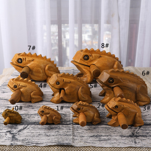 泰国木头制手工雕刻青蛙儿童摆件