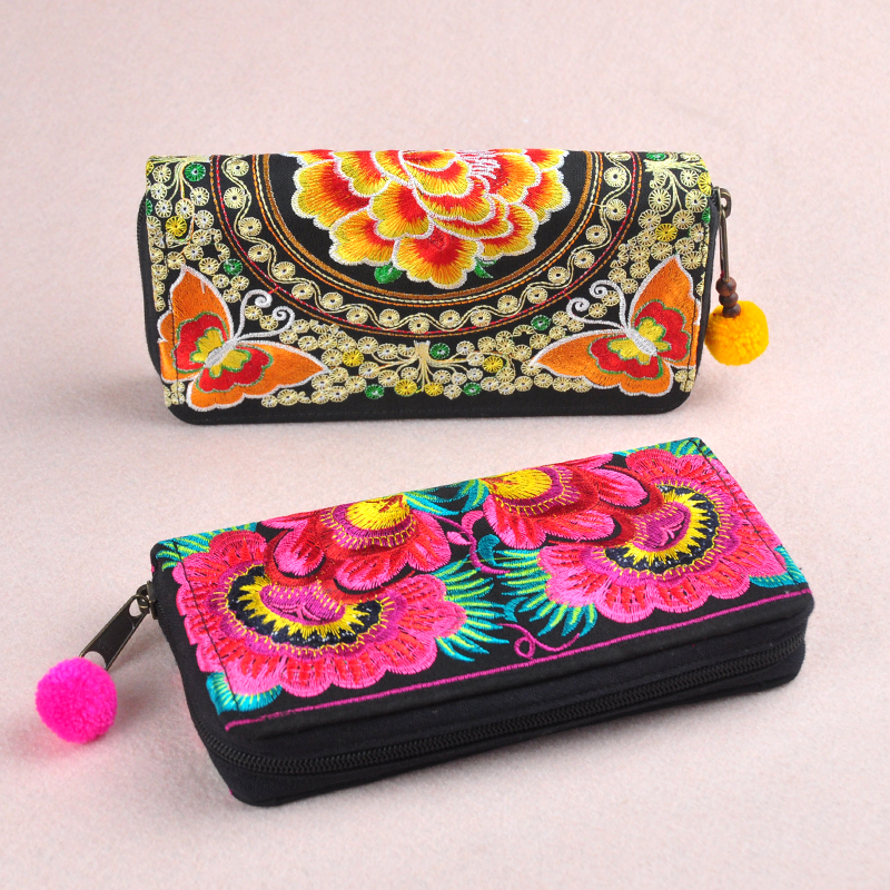 泰国苗绣长形厚款民族女士零钱包