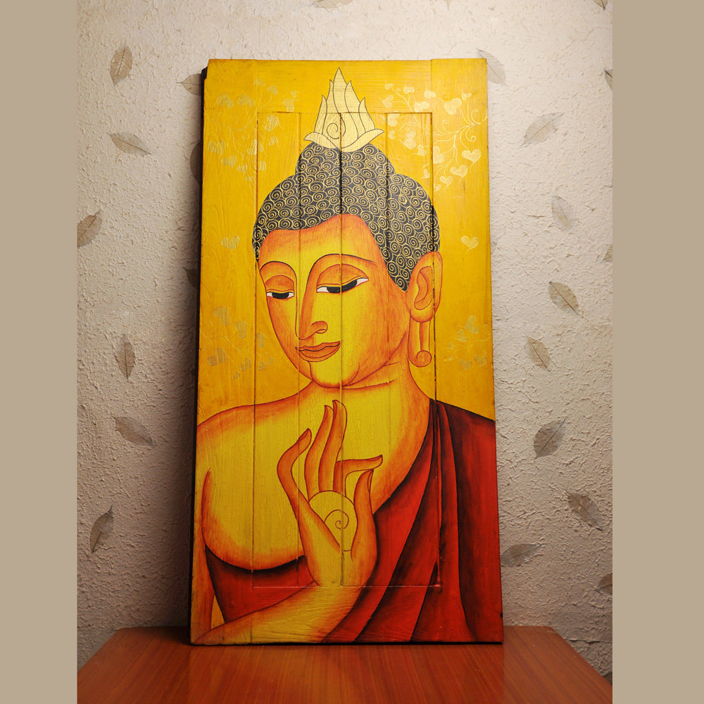 包邮泰国原木手绘佛像壁挂画板家现代装饰画