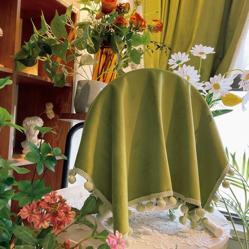 高级感丝绒镜子盖布梳妆台镜子遮挡布圆镜防尘布家电万能多用盖巾