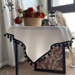 轻奢法式桌布布艺空气炸锅电饭煲微波炉盖布沙发巾圆桌茶几桌布