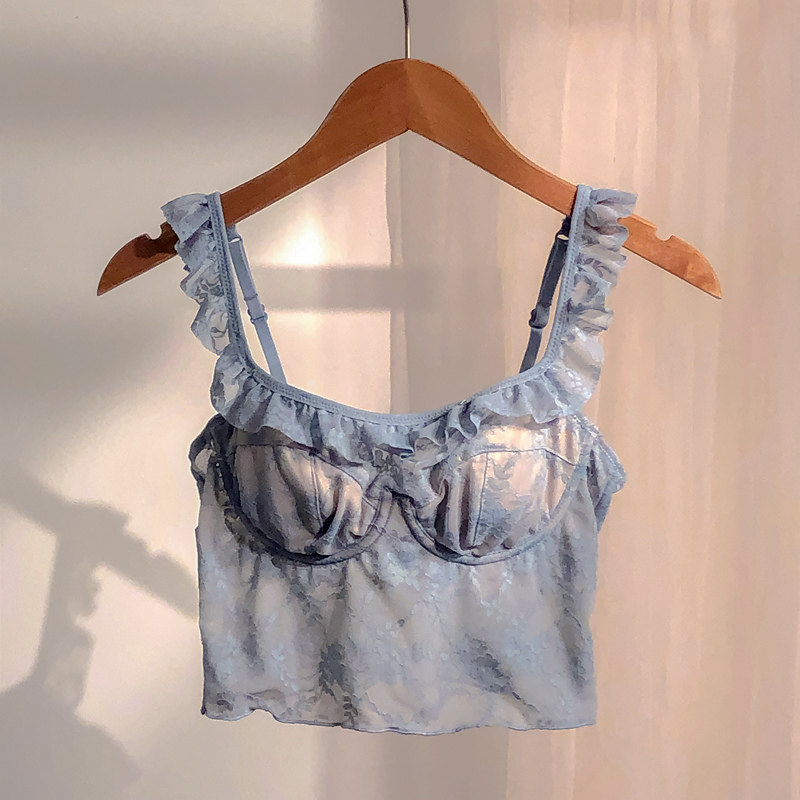 黑白性感蕾丝吊带背心一体式软钢圈美背方领可外穿文胸新品BP016