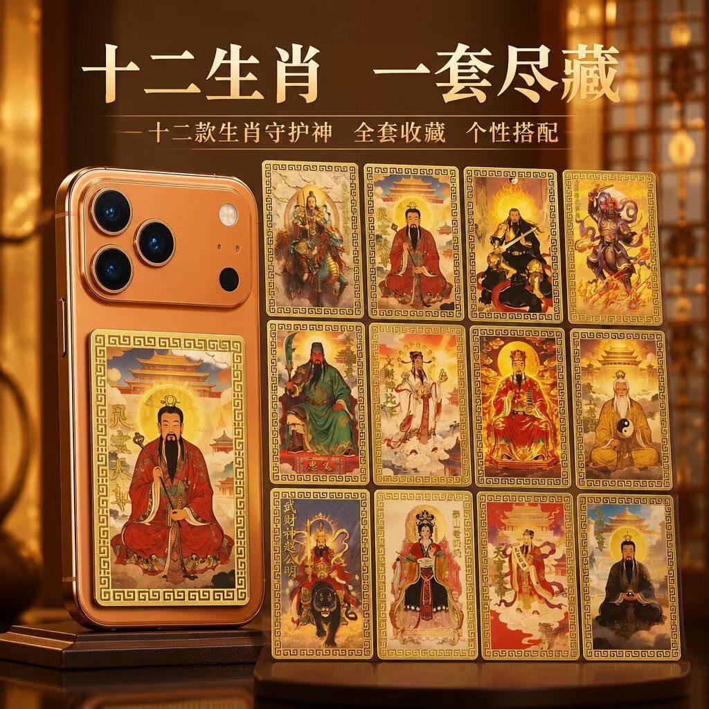 雷声普化天尊手机贴道系随身金属卡守护神祝福天官大帝全套合金卡