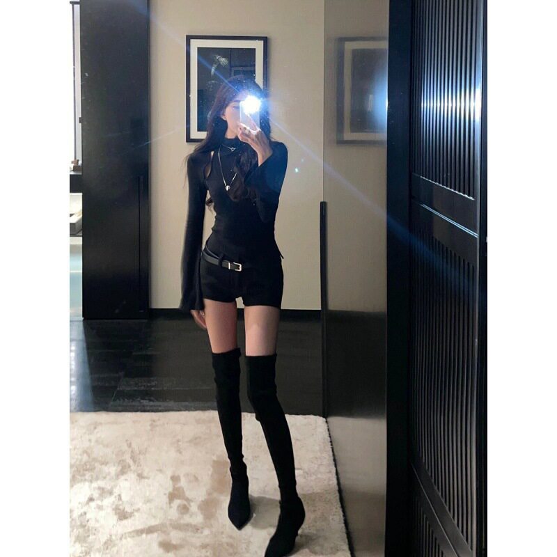 过膝高跟长靴子女2025秋冬新款绒面尖头套筒瘦瘦靴高筒细跟